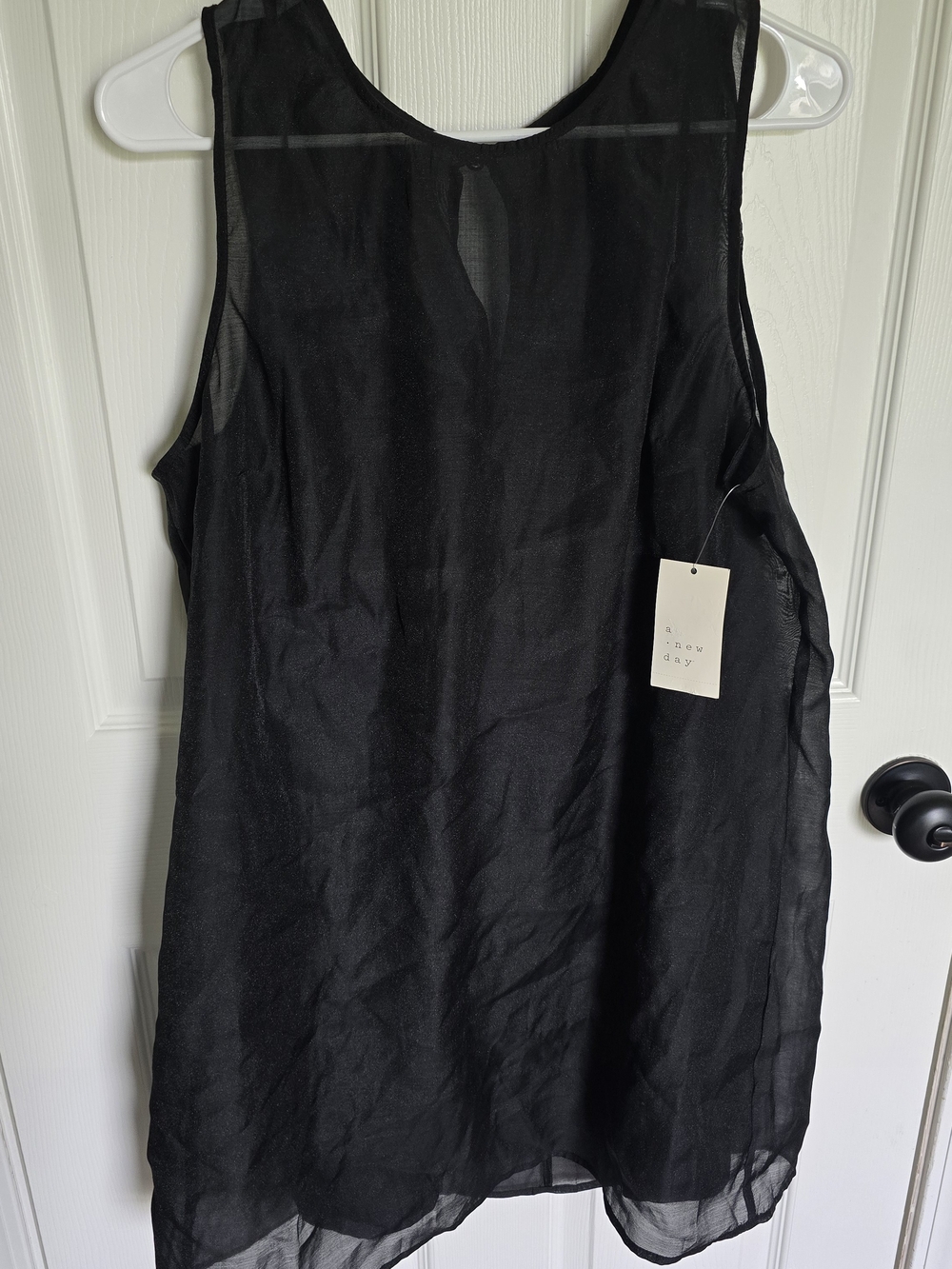 Women's A New Day Black Sleeveless Sheer Organza Shift Dress Brand New - Size XL